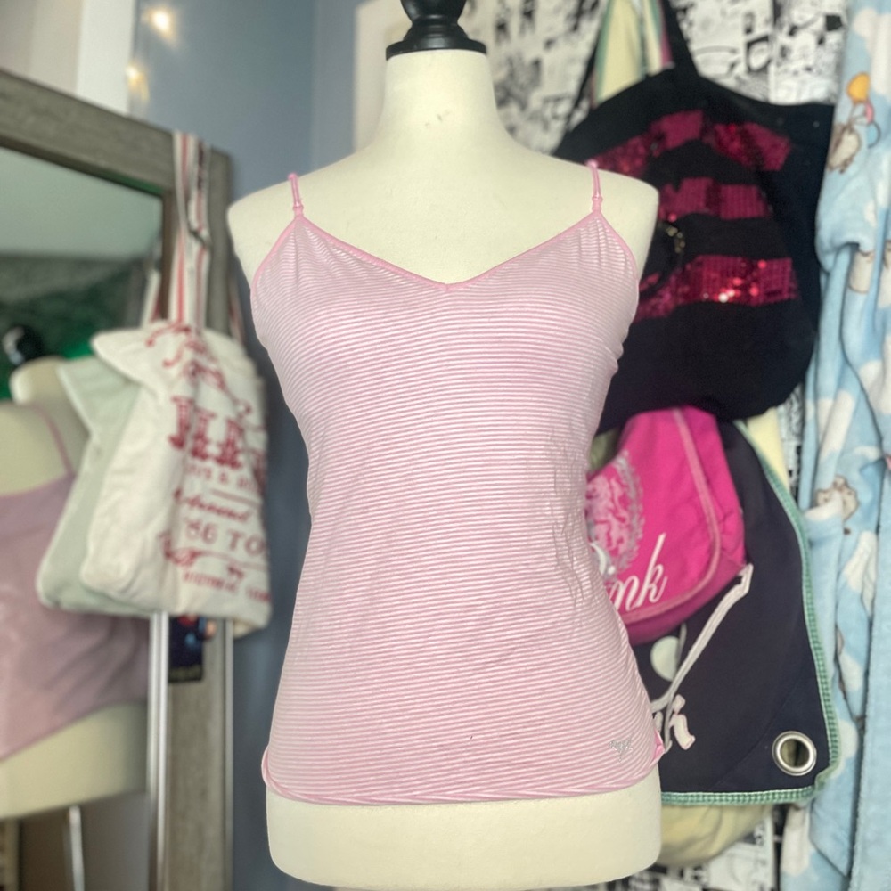 Vintage y2k PINK Victoria's Secret Light Pink Striped tank top